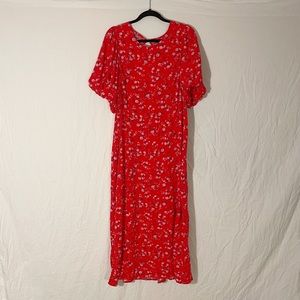 Puff-Sleeve Floral Maxi Shift Dress for Women XXL